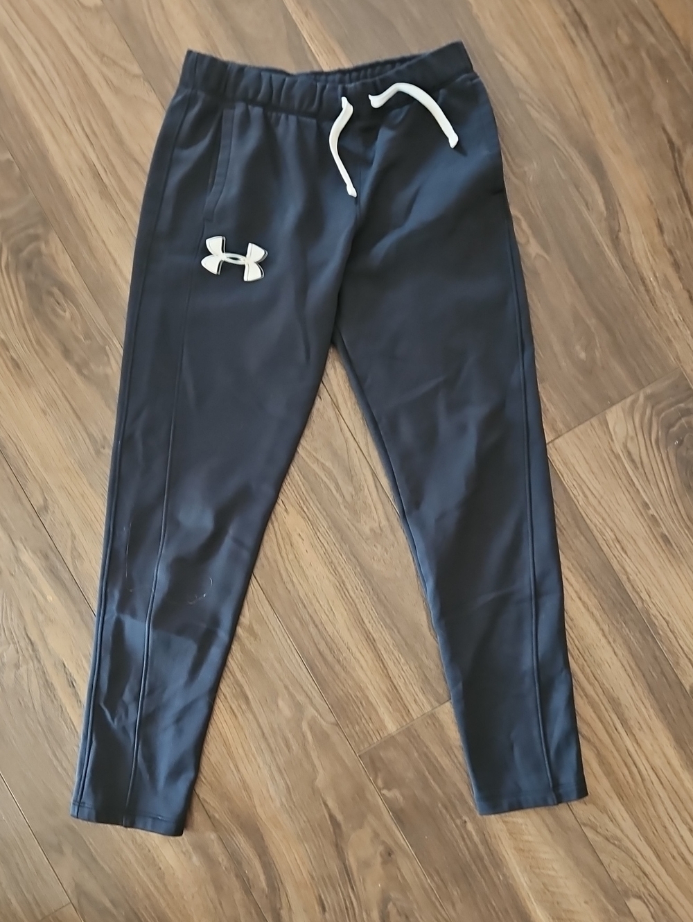 Under Armour Girls Navy Jogger Pants with White Logo